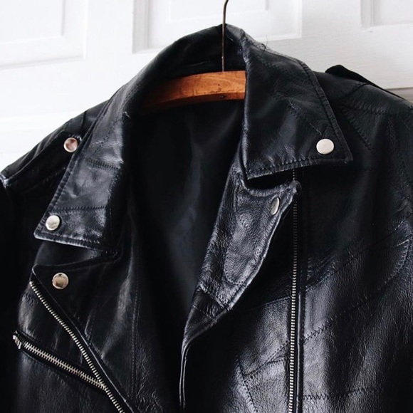Vintage Leather Schott Style Patchwork Moto Jacket - Picture 3 of 4